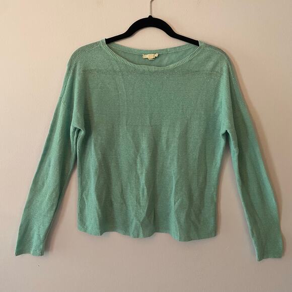 Eileen Fisher Women size XS Blue Knit 100% Linen Lightweight Sweater Minimalist - Picture 1 of 8